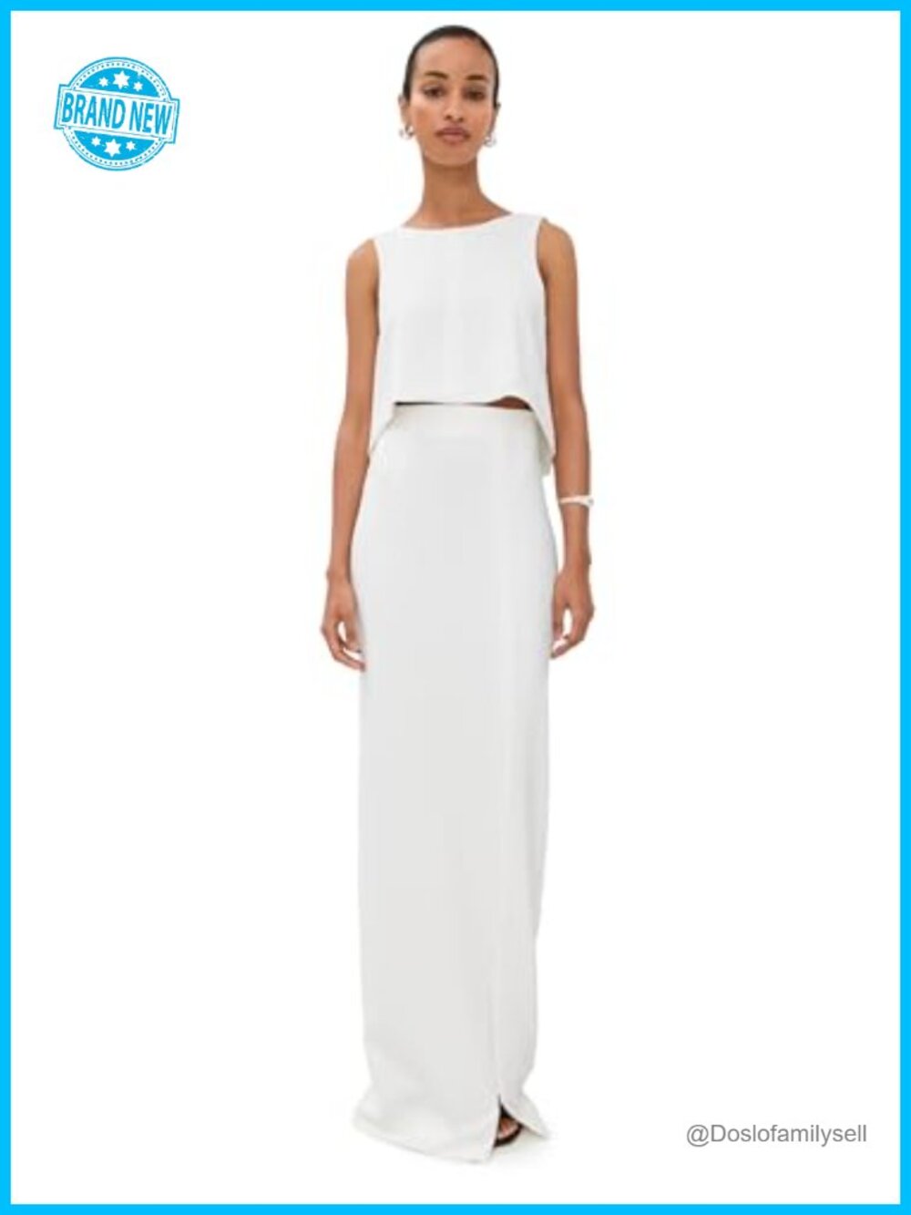 Two-Piece Maxi Dress Cropped Top Side Slit Wedding Cocktail Formal